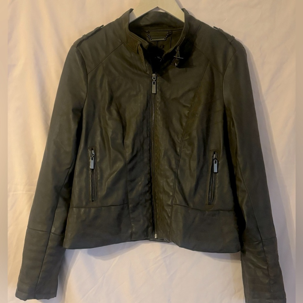 J2 by JouJou Brown Bomber Style Vegan Leather Jacket